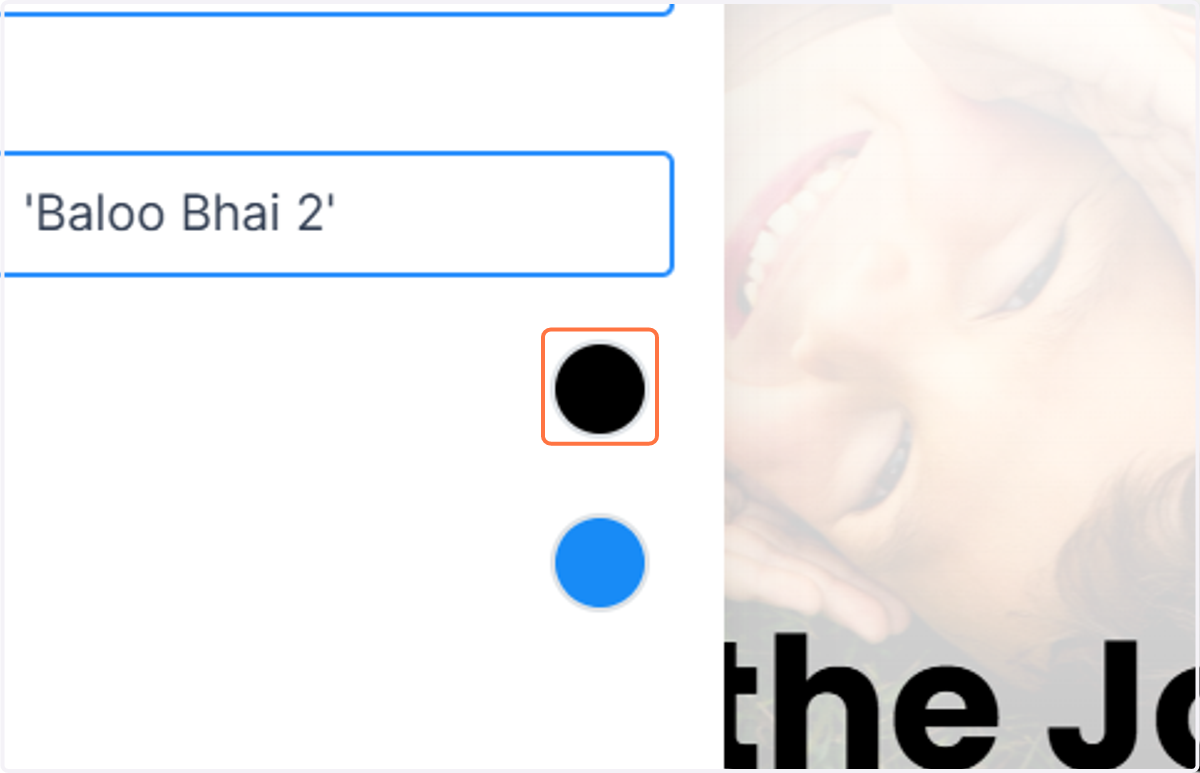 Click on the colour to change the default font colour