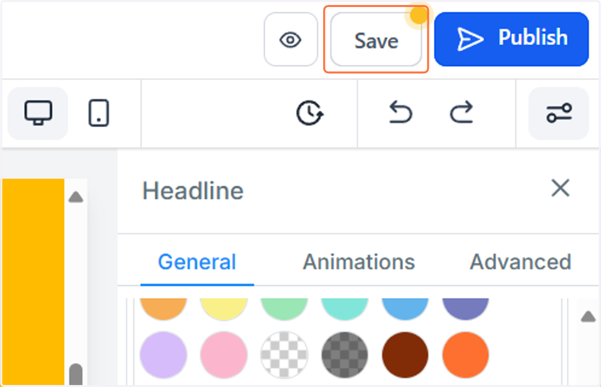 Save, or Publish to go live