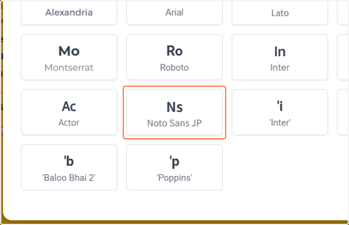 Click on the font you want to use