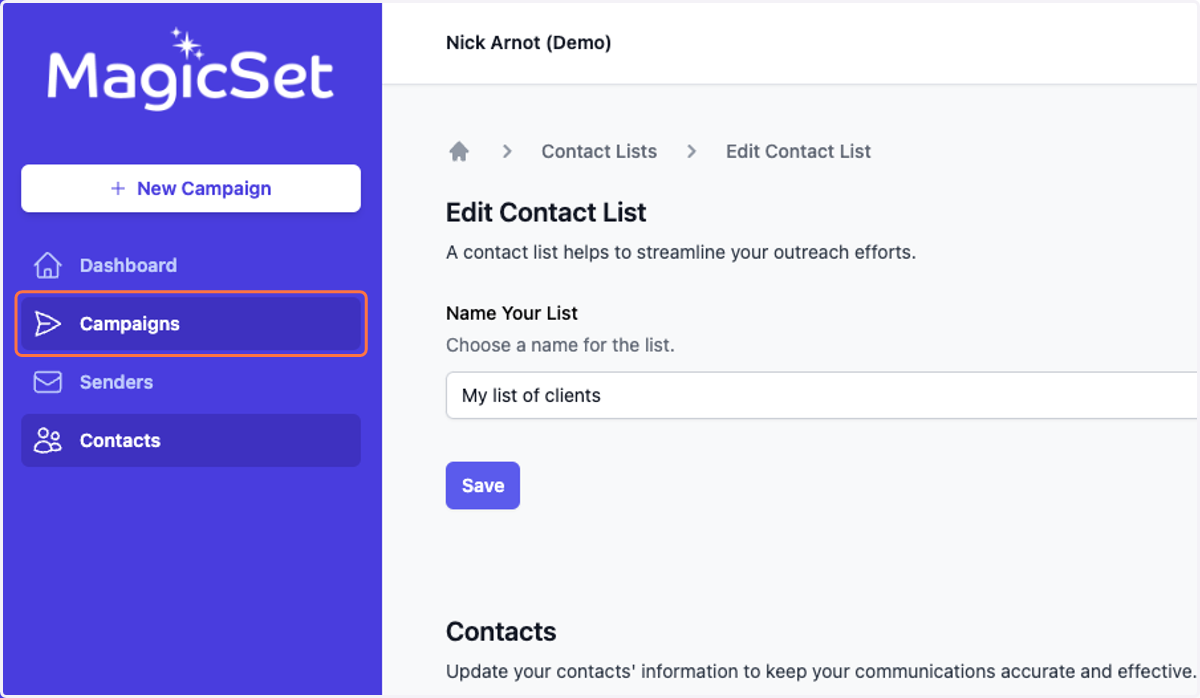 Click on Campaigns