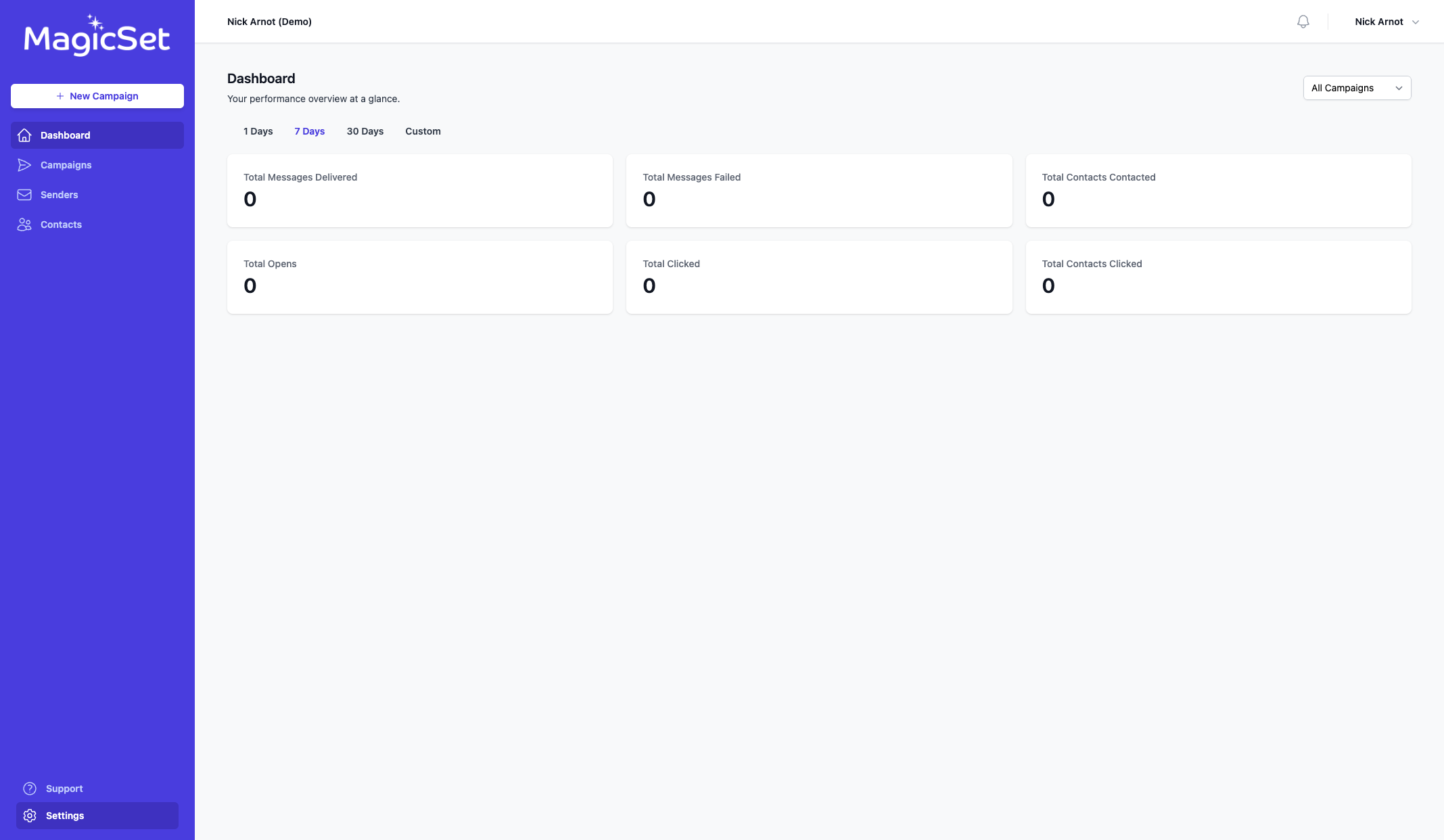 While in the dashboard, click on Settings