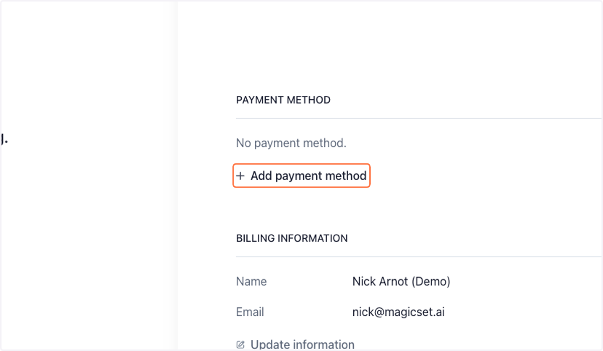 Click on Add payment method
