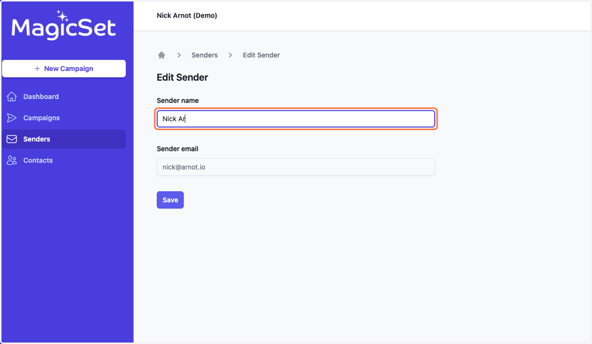 Set your Send Name