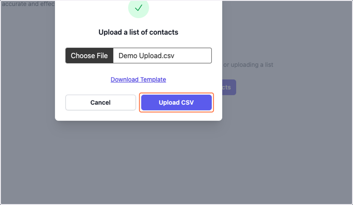 Click on Upload CSV