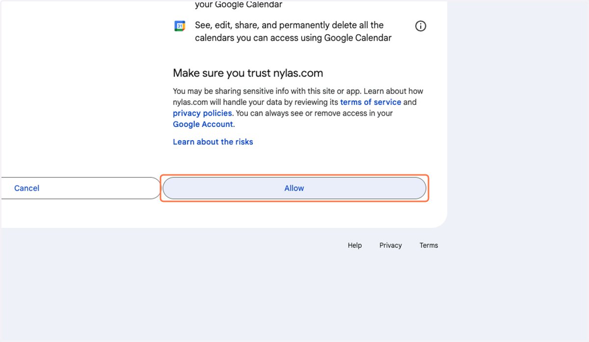 Click on Allow