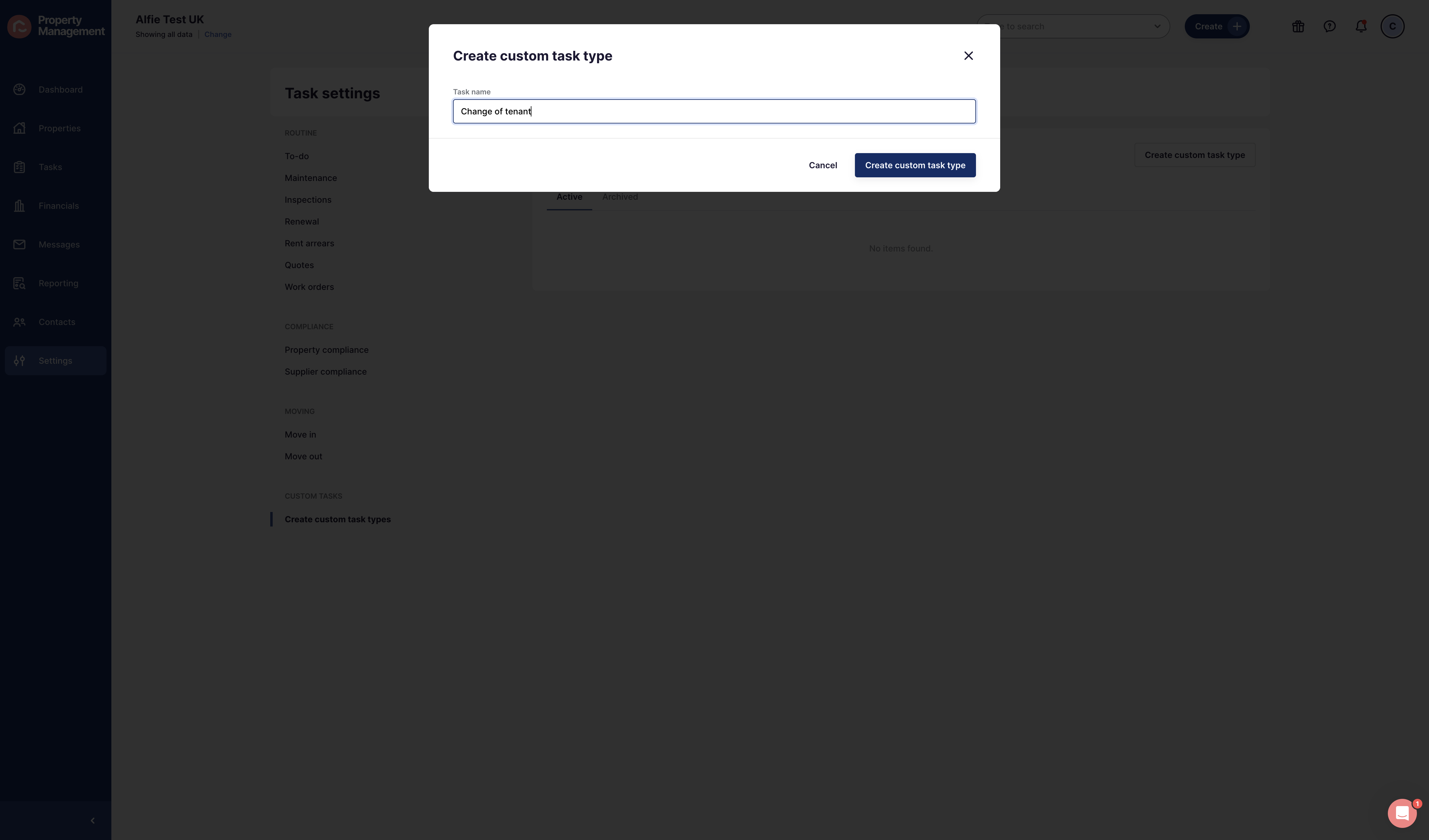Type in the name of the task