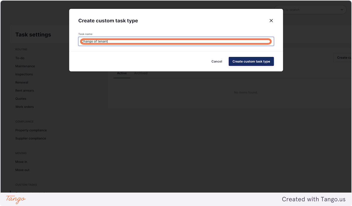 Type in the name of the task