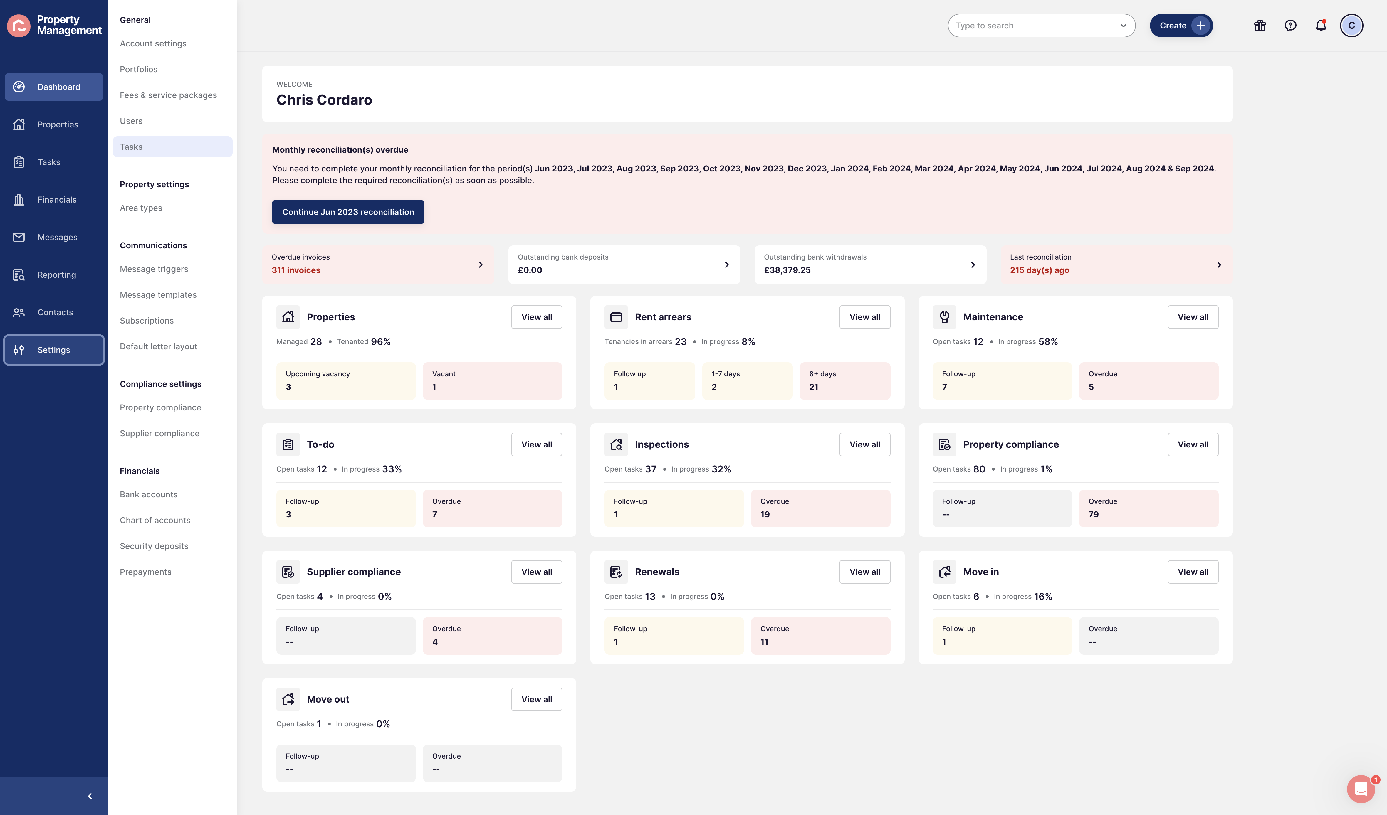 Click on Tasks