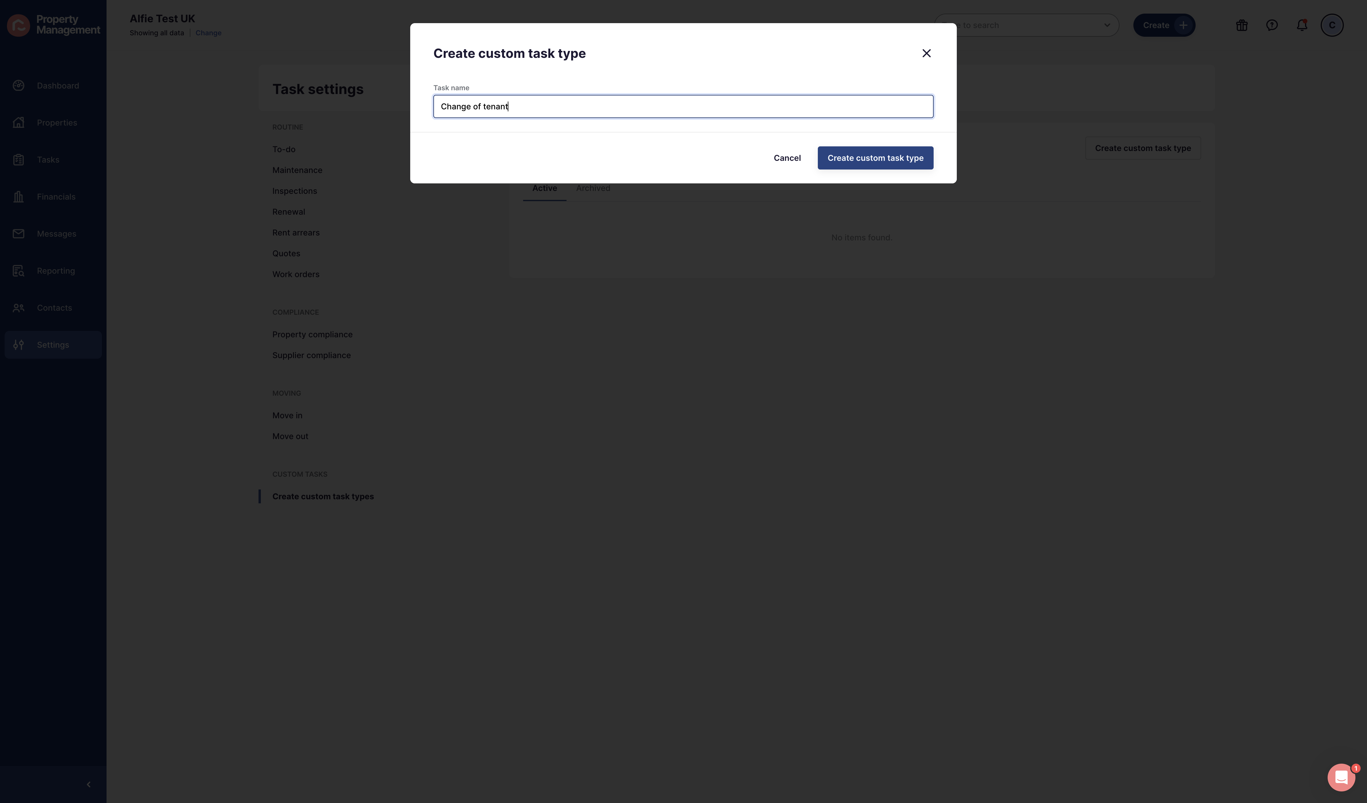 Click on Create custom task type