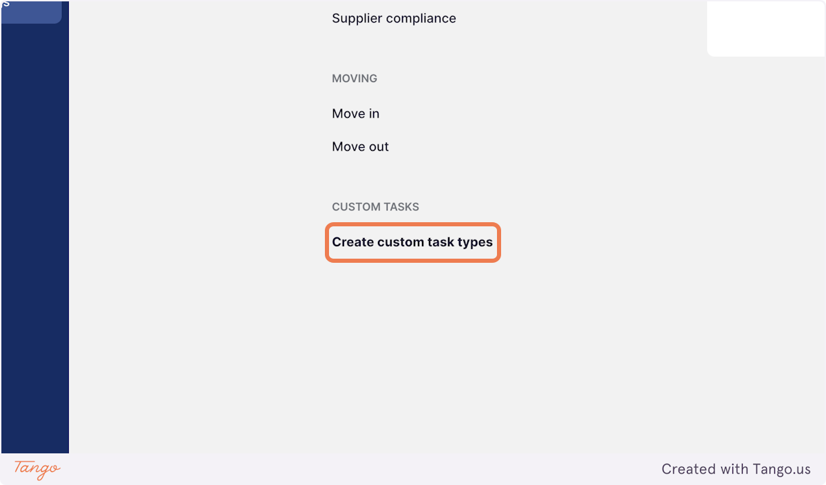 Click on Create custom task types