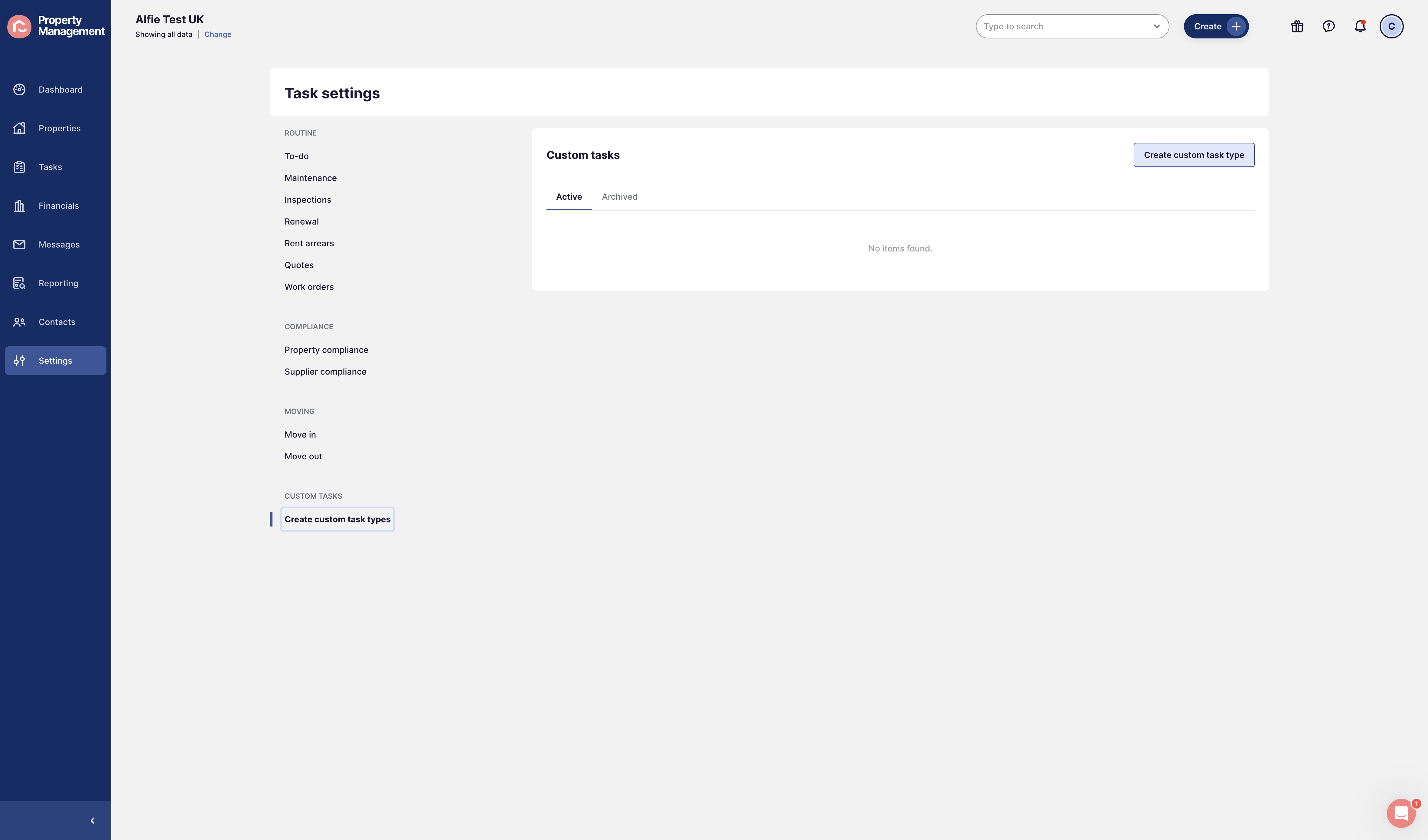 Click on Create custom task type
