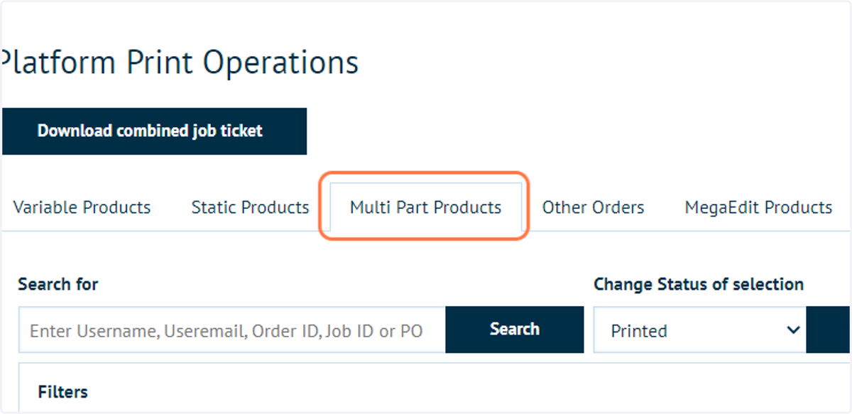 Click on Multi Part Products