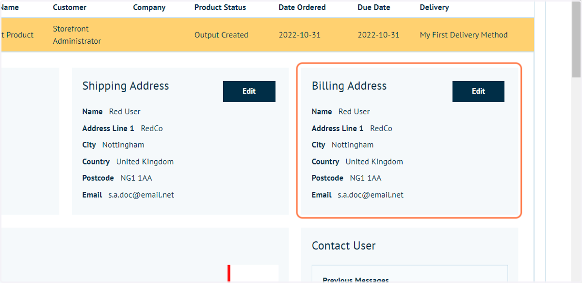 Billing address