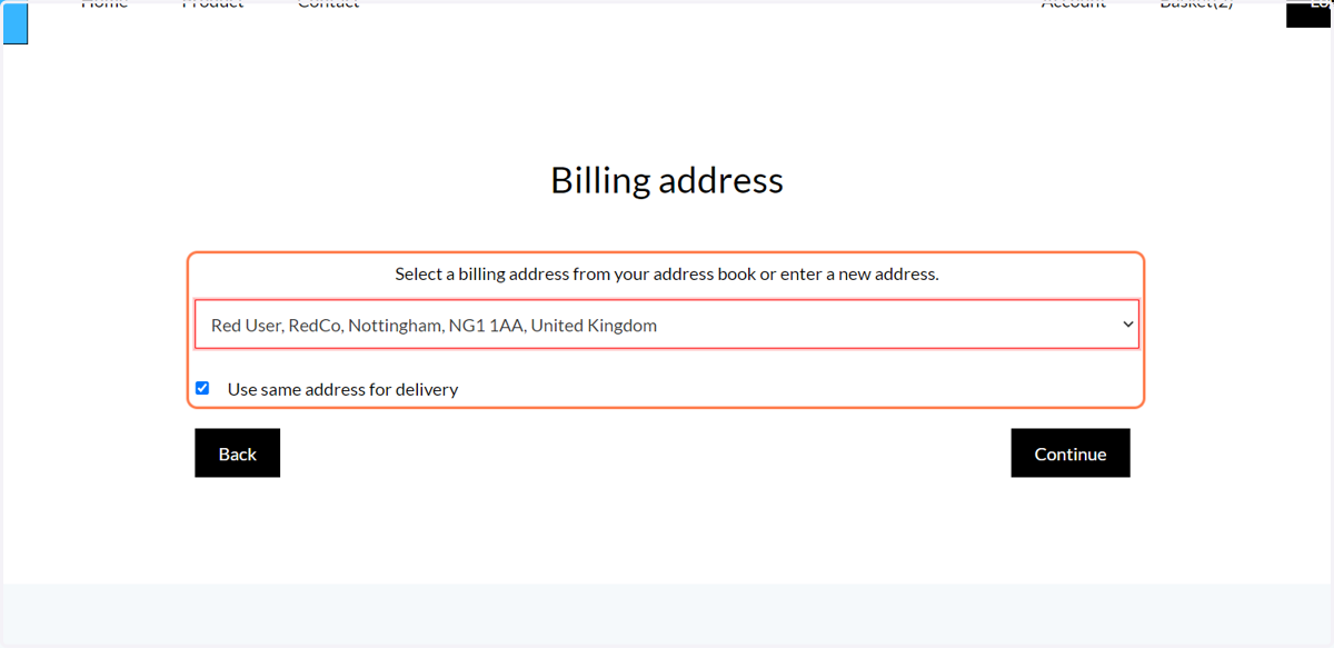 Select an existing address or add a new address.