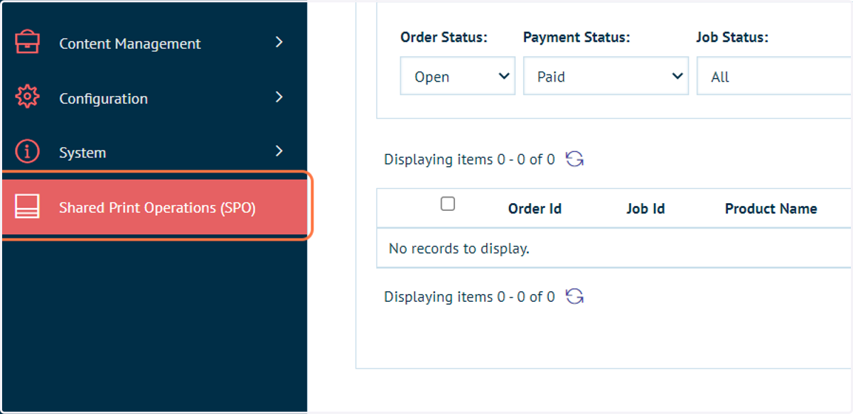 In the Infigo admin area, click on Shared Print Operations (SPO)