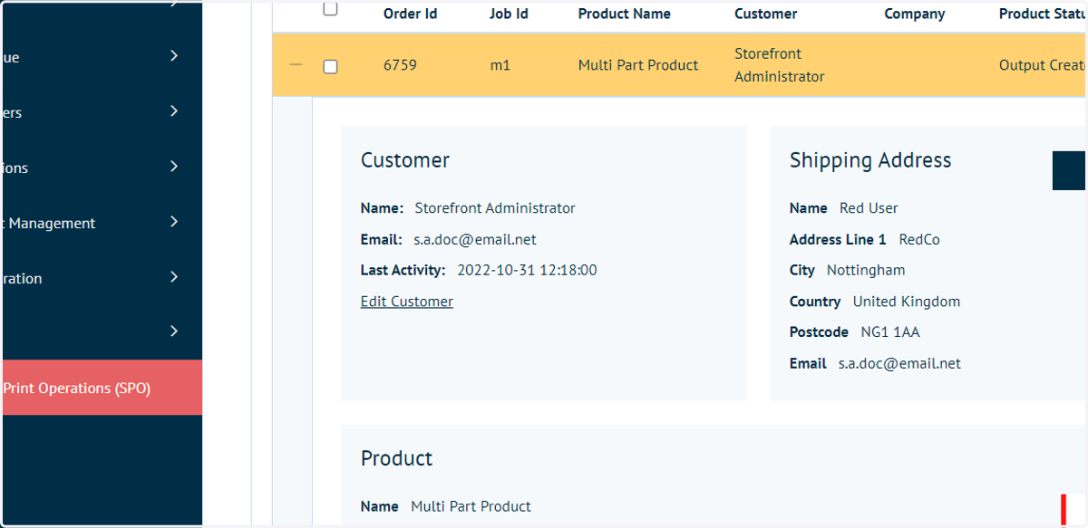 Customer table