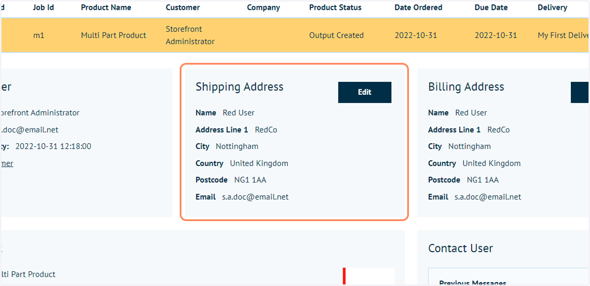 Shipping address