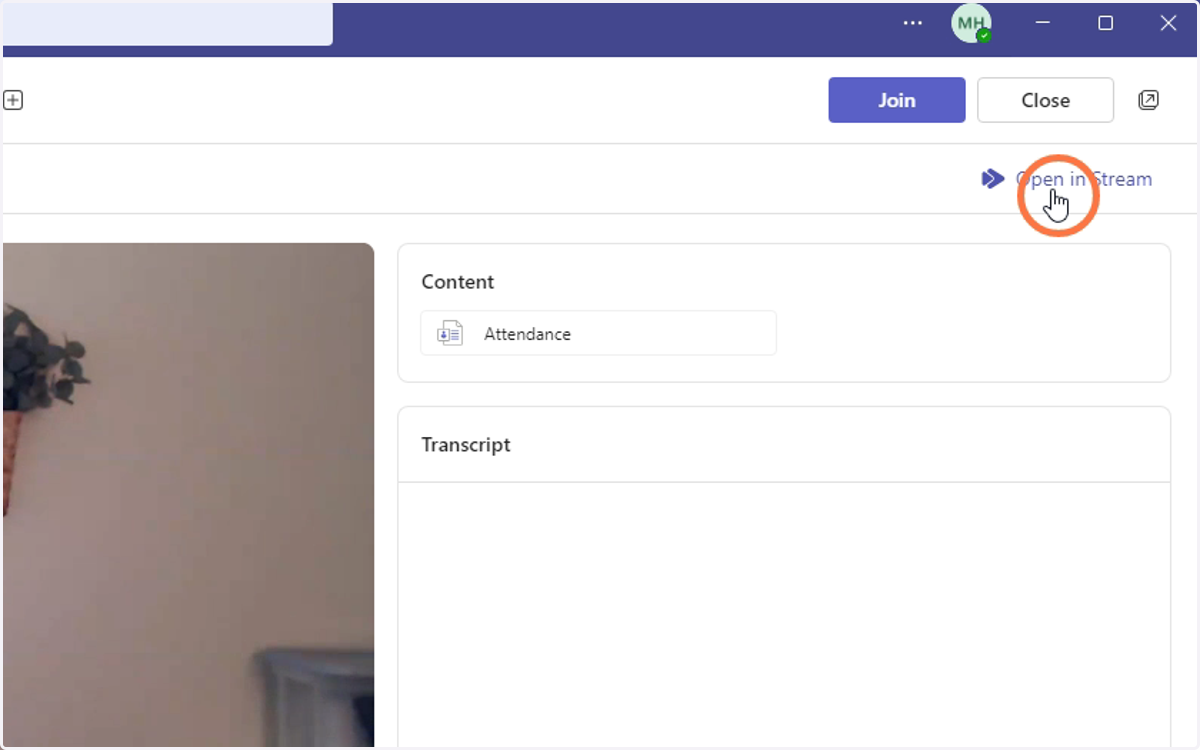 Click Open in Stream
