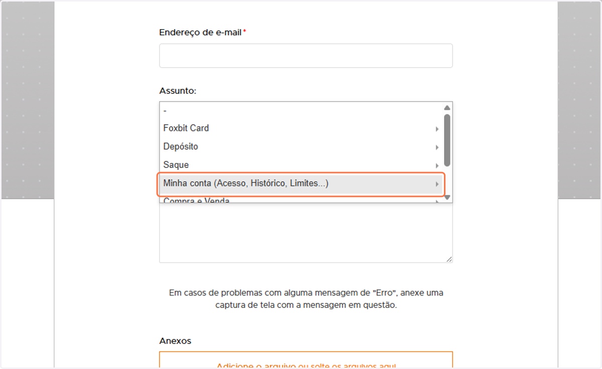 Selecione a opção Minha conta (Acesso, Histórico, Limites...)