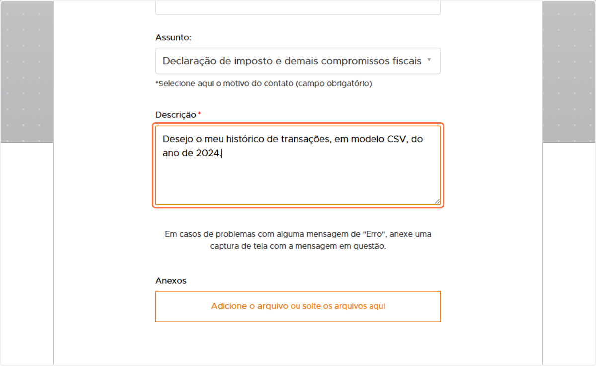 Escreva na descrição o período desejado