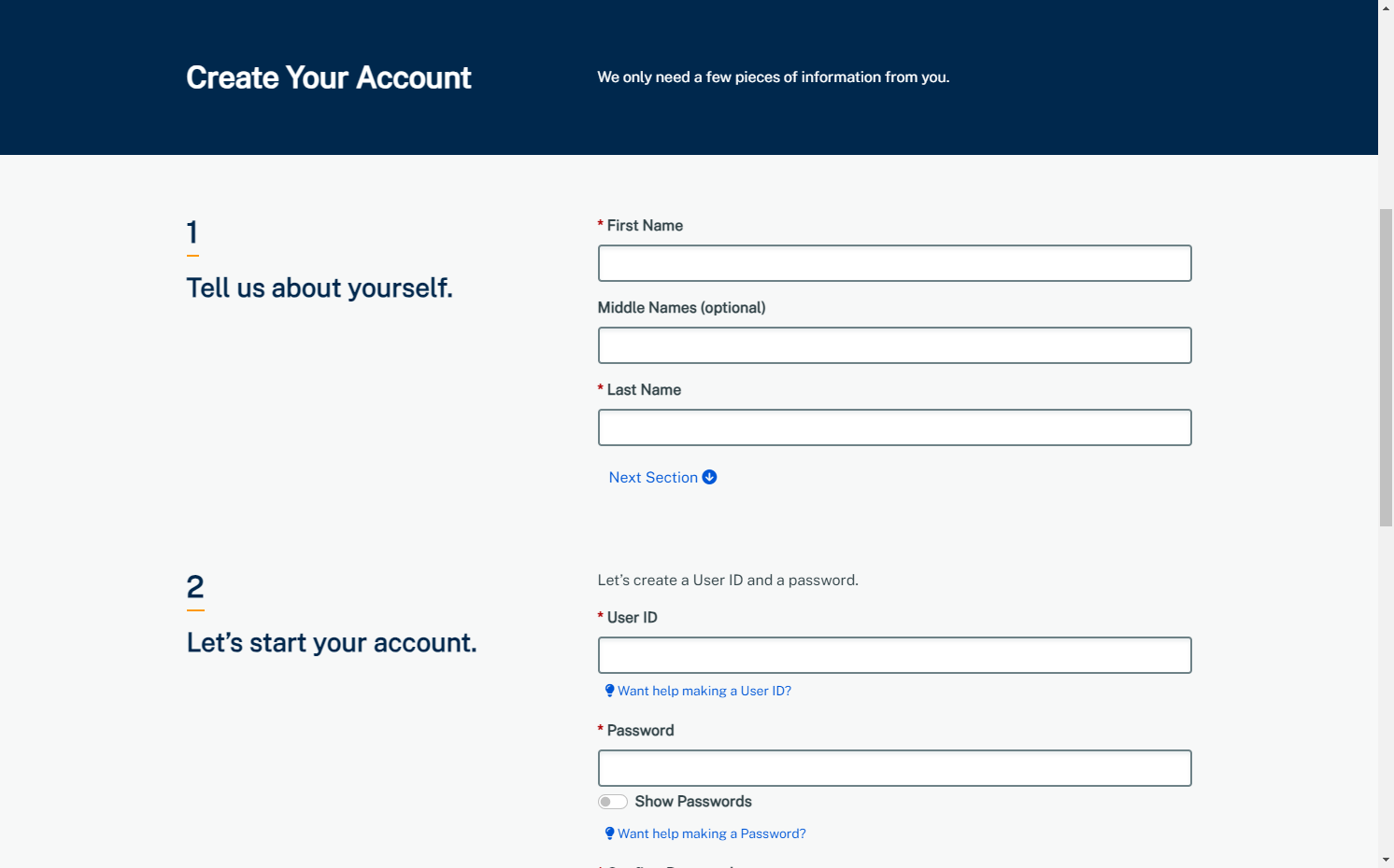 Complete the required fields.