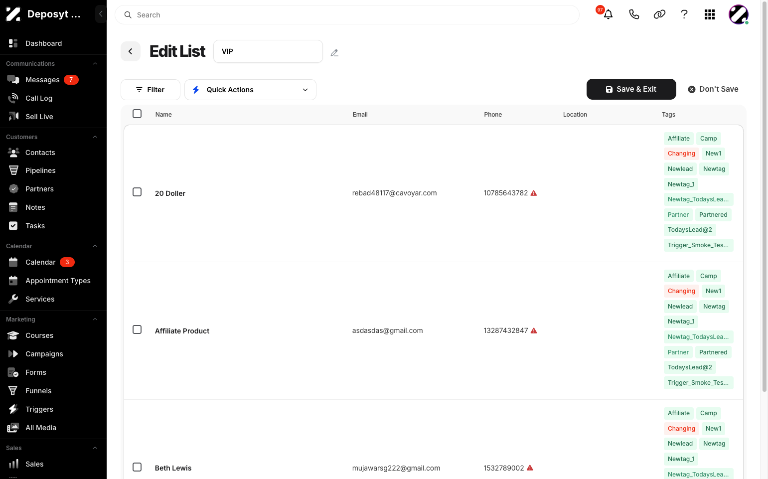 Step 6: You will be directed to a new screen where you can edit the list.