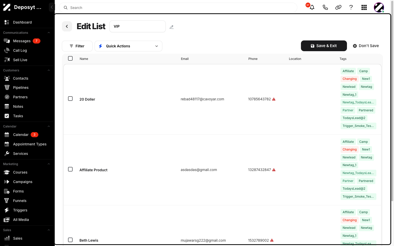Step 6: You will be directed to a new screen where you can edit the list.