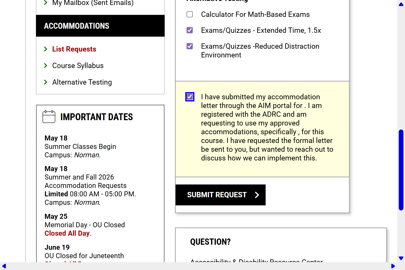 A. Review the submission agreement. B. Click on Submit Request.
