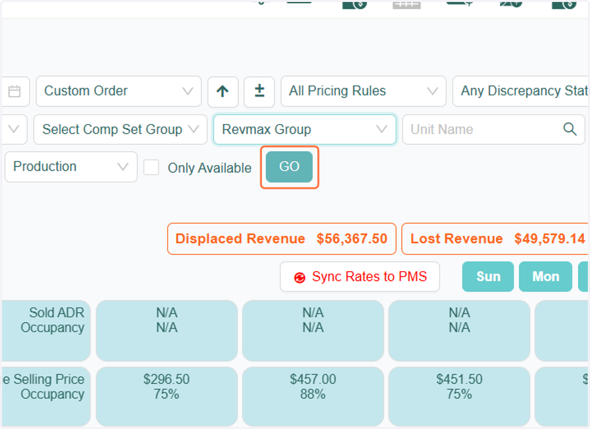 Once you've applied your filters, click "Go" to generate the results.