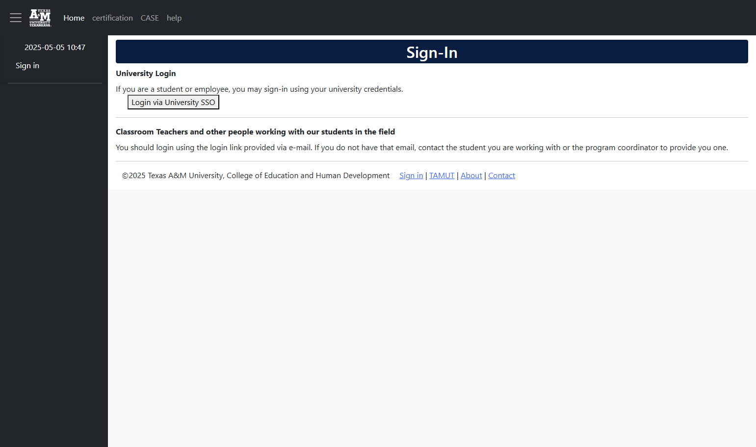 Click on Login via University SSO