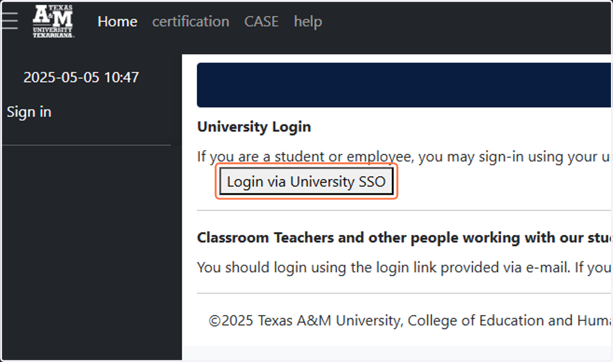Click on Login via University SSO