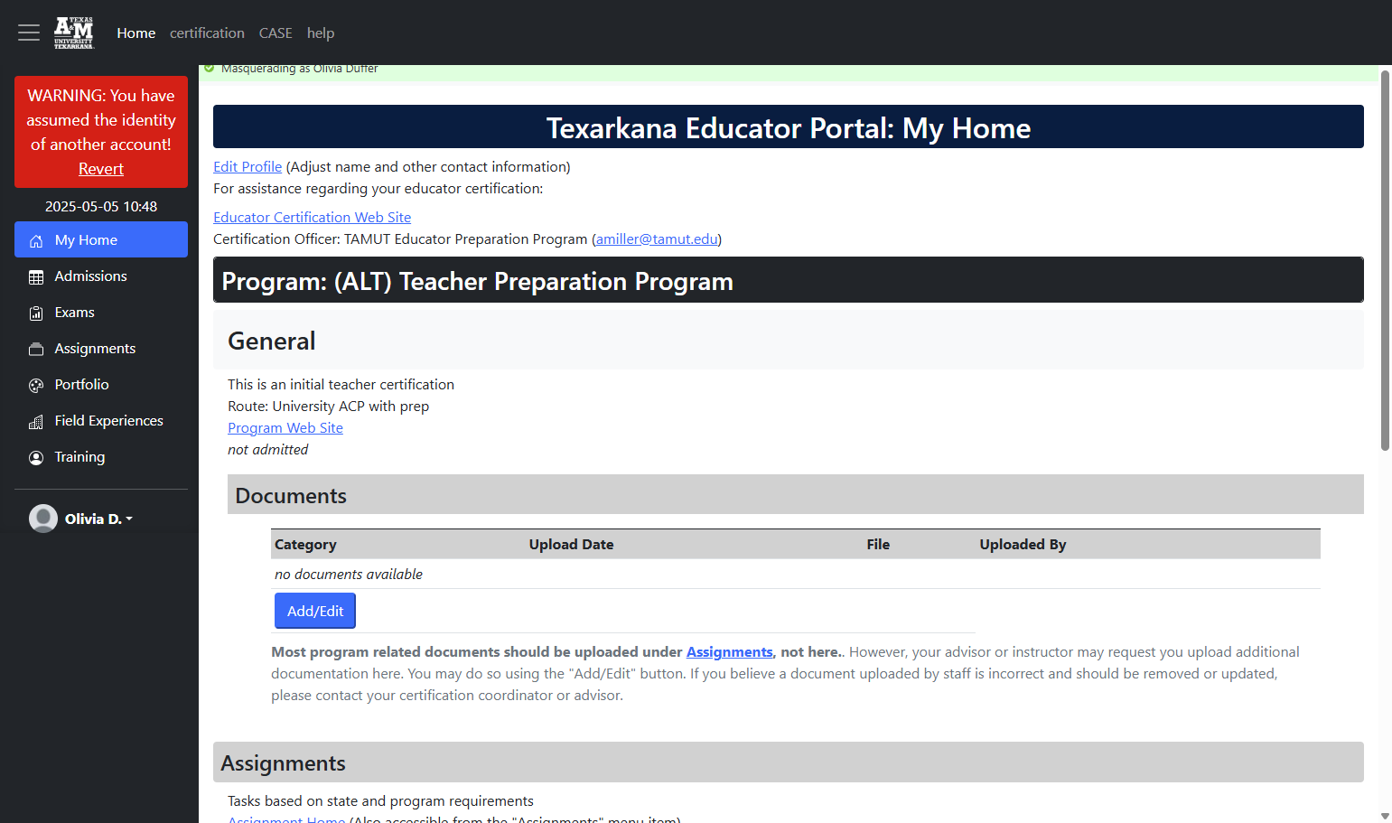 Click on Admissions