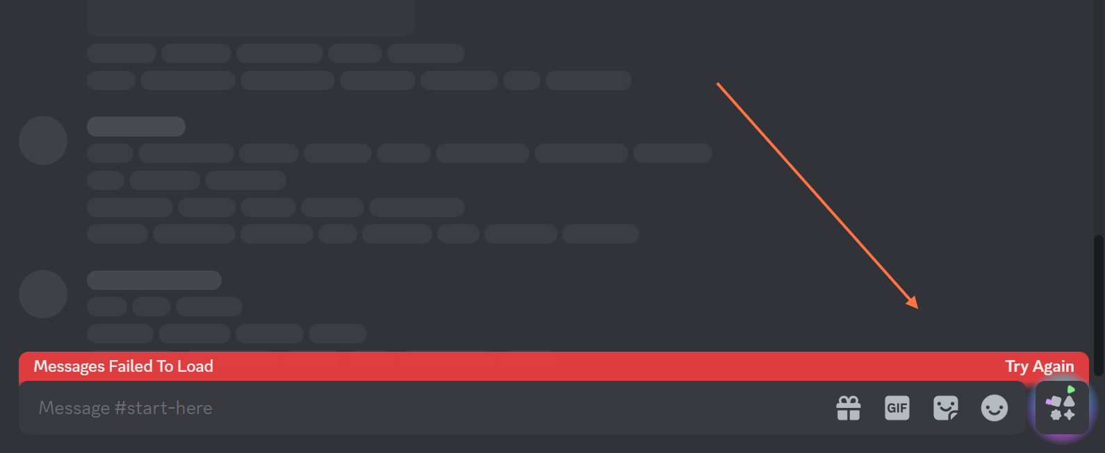 Click Try again if the message isn't loading!