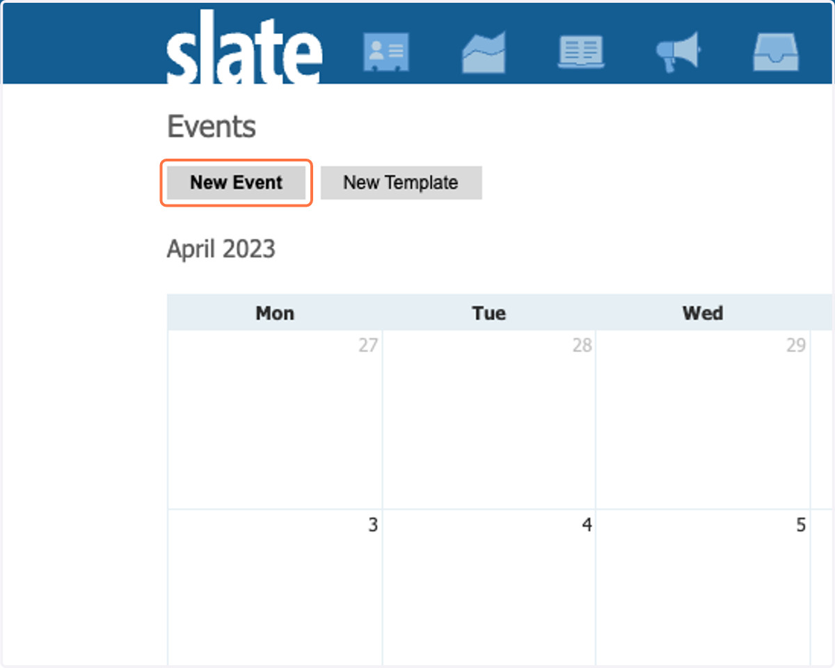 Click on New Event