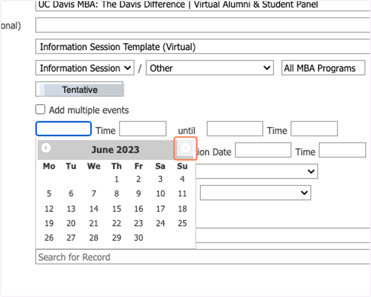 Add start date/time and end