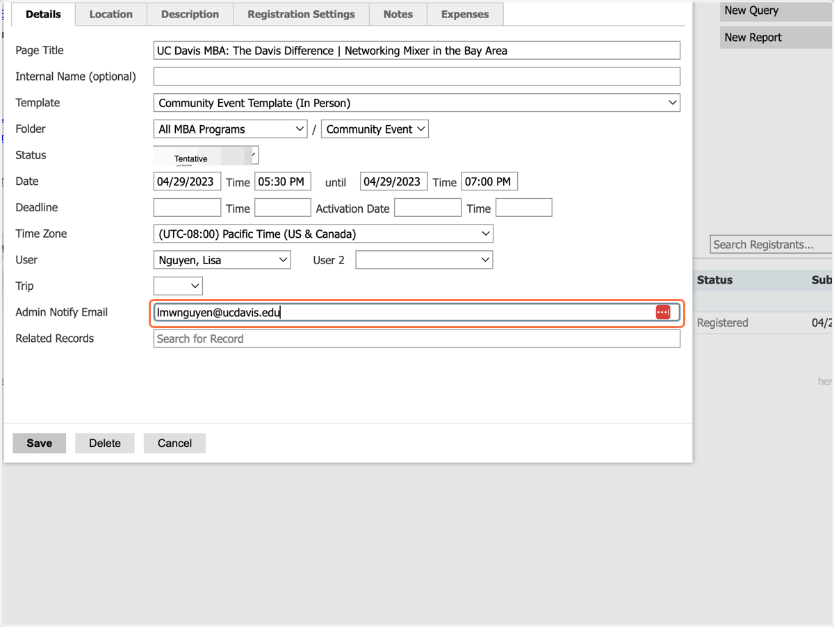 Add an email to be notified when someone registers