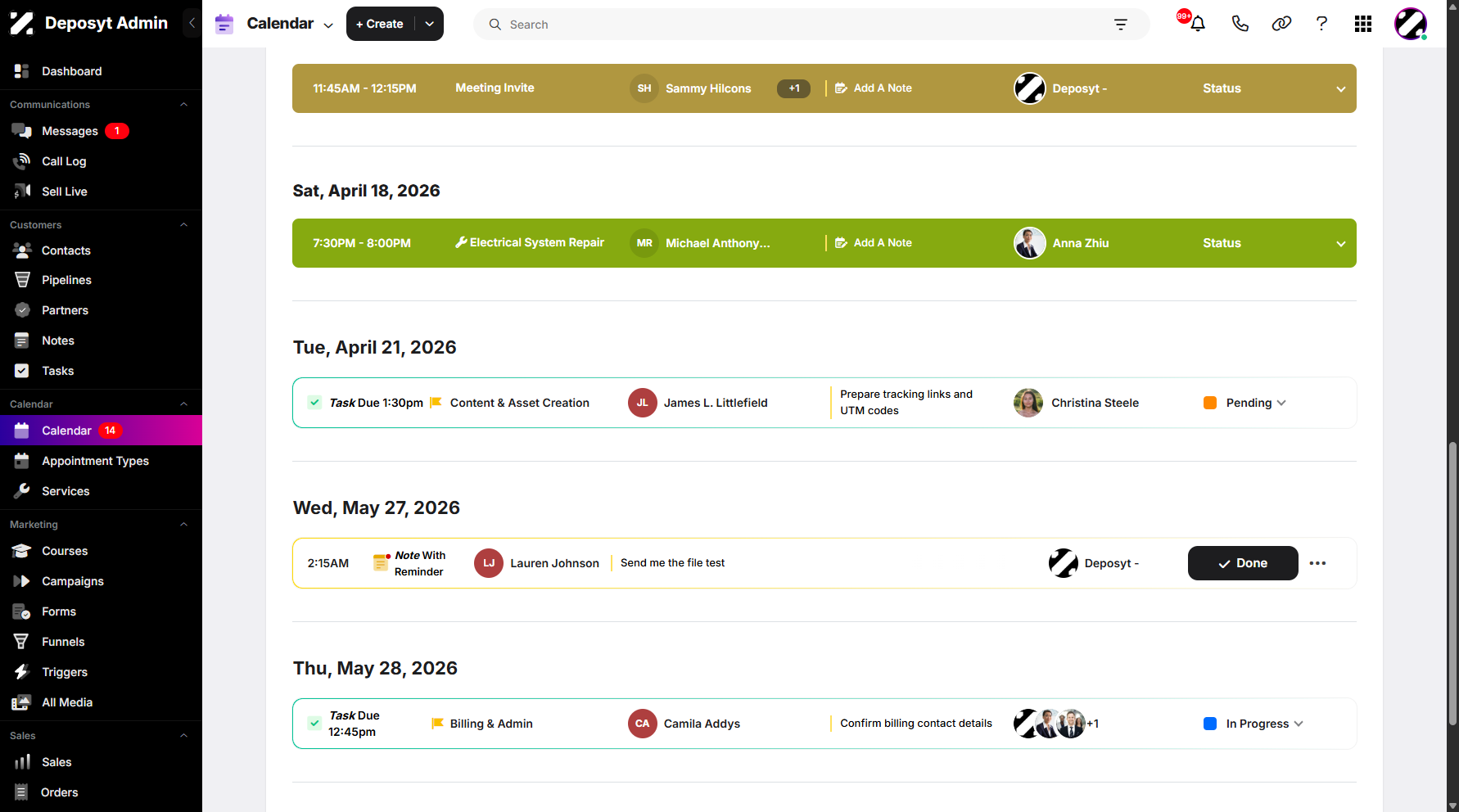Step 3: Scroll down to locate an active task on your calendar.