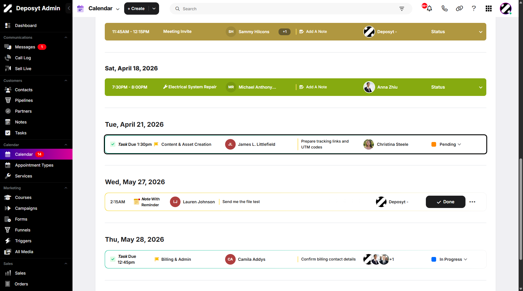 Step 3: Scroll down to locate an active task on your calendar.
