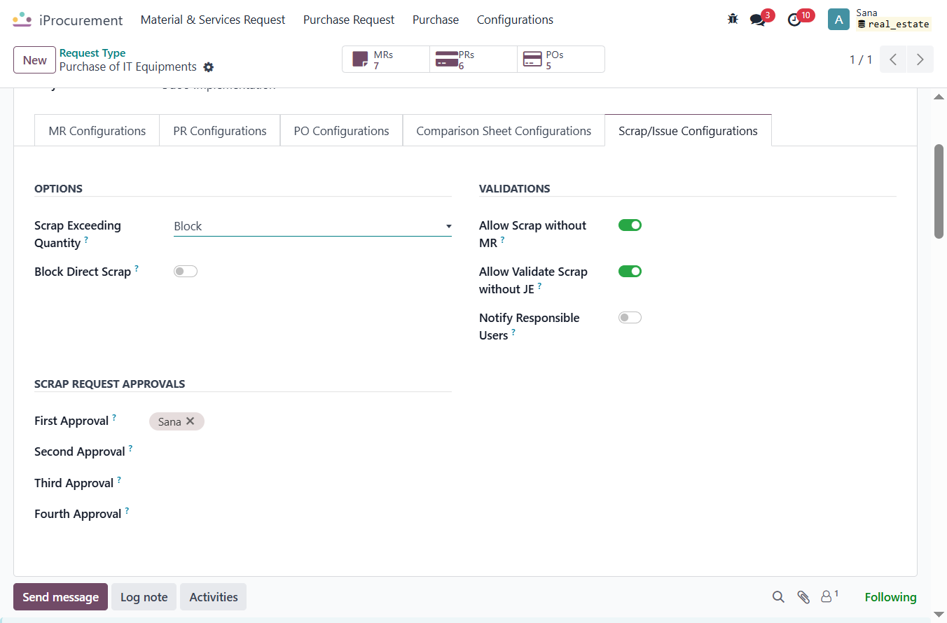 Select the Option for the Scarp Request