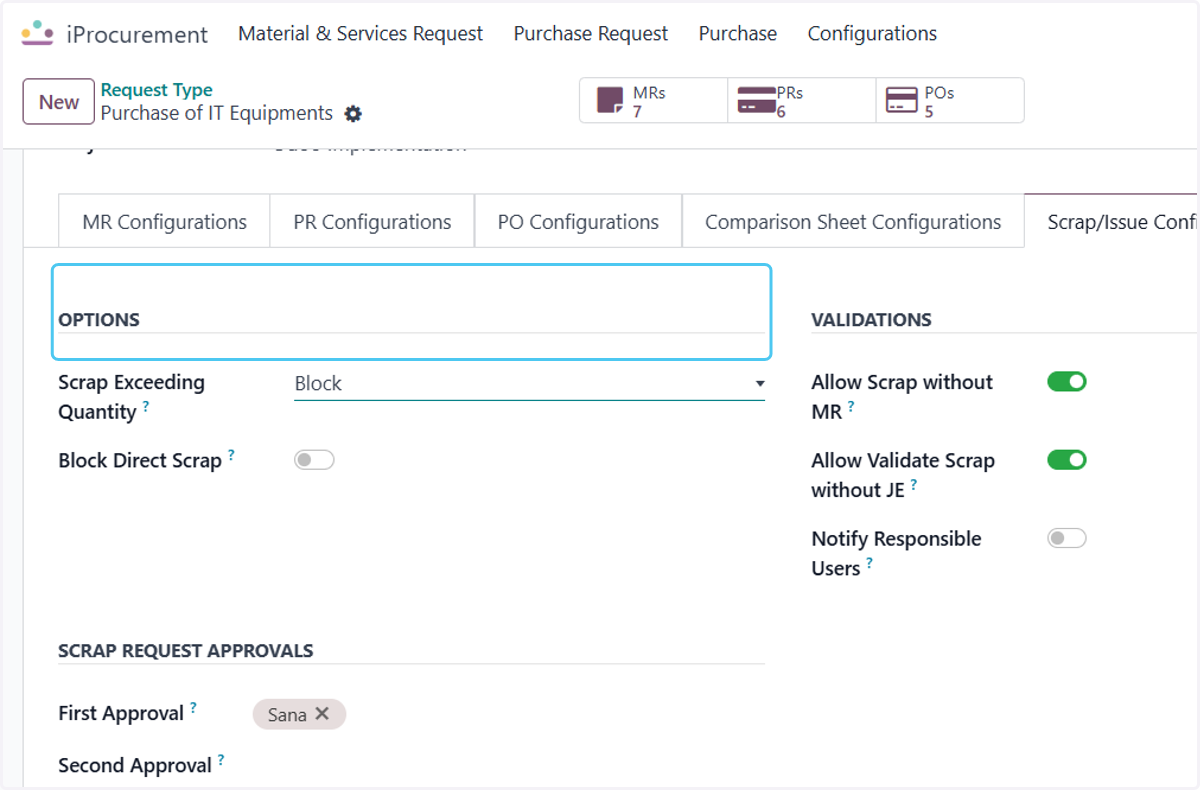 Select the Option for the Scarp Request