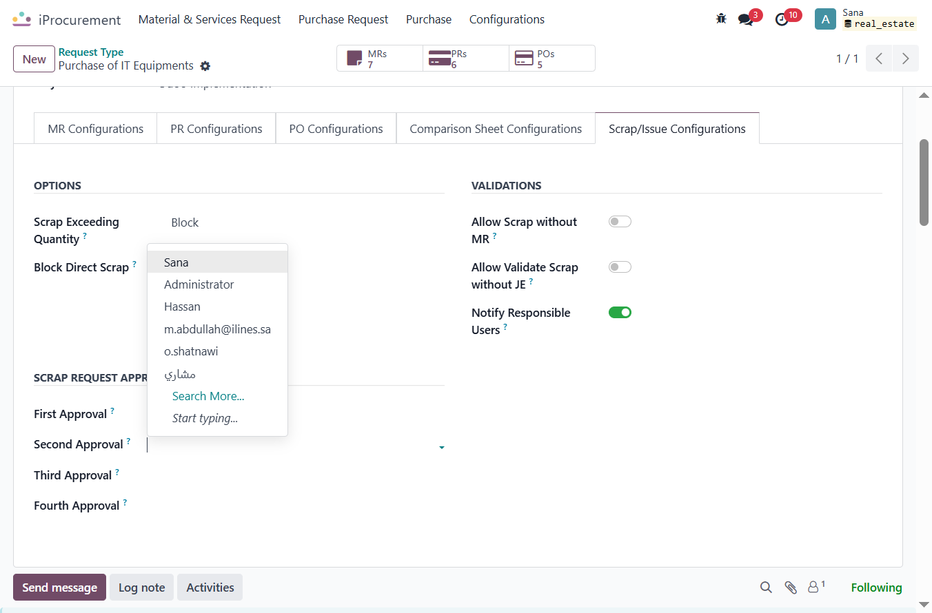 Click on Second Approval? to add Second approving person