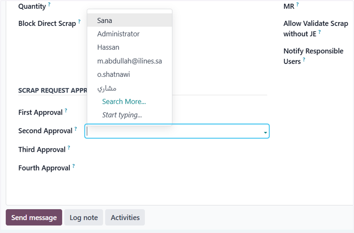 Click on Second Approval? to add Second approving person