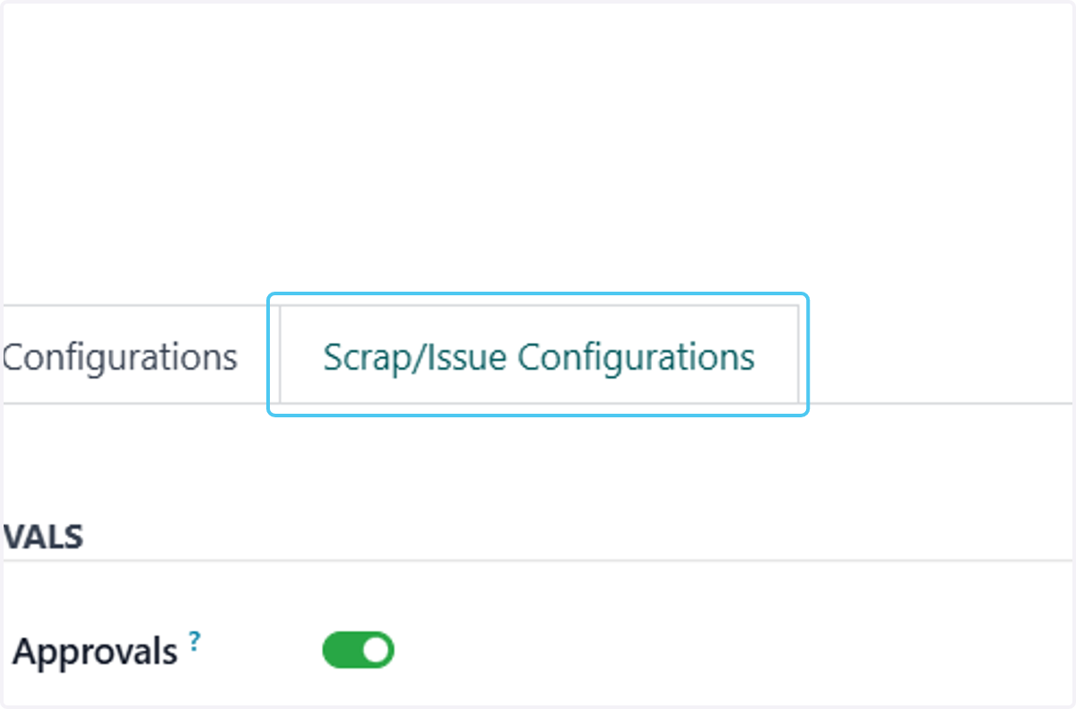 Click on Scrap/Issue Configurations
