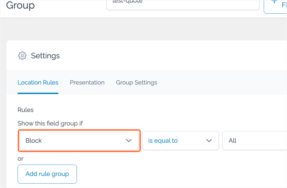 Select 'block' from the dropdown Select 'block' from the dropdown