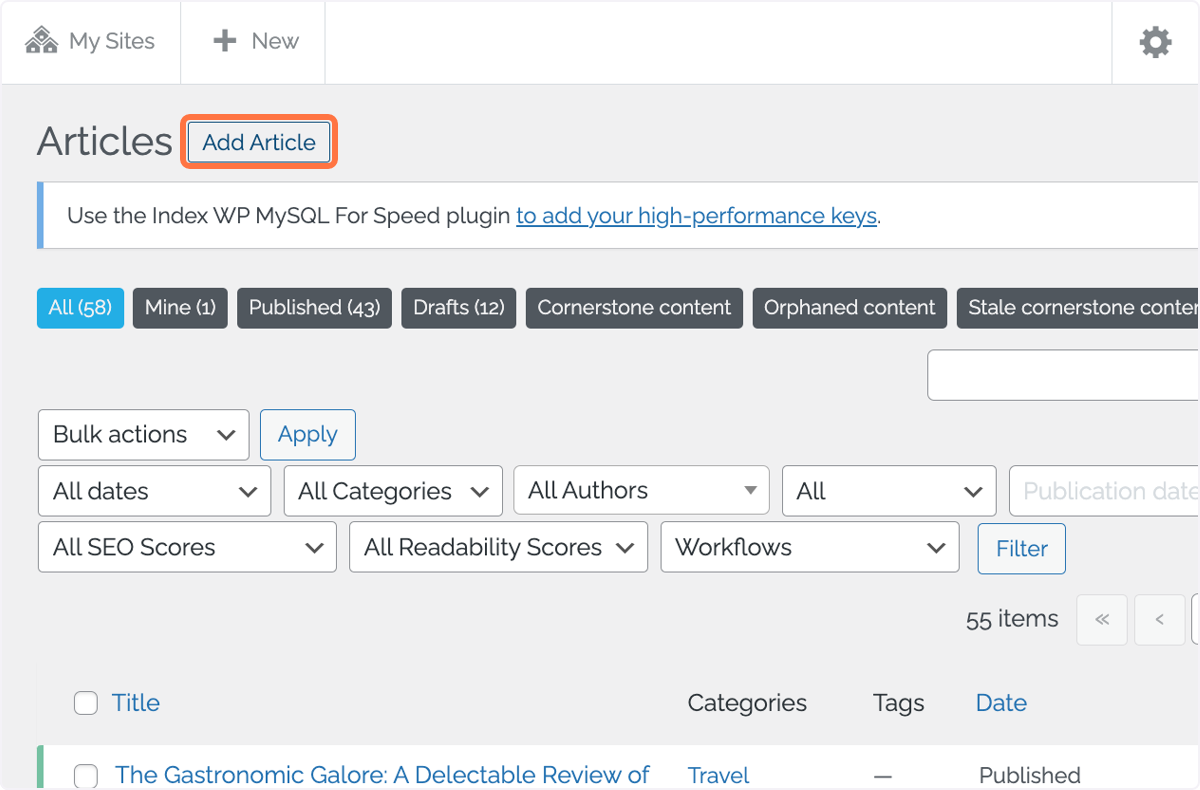 Click on 'Articles' Click on 'Articles'