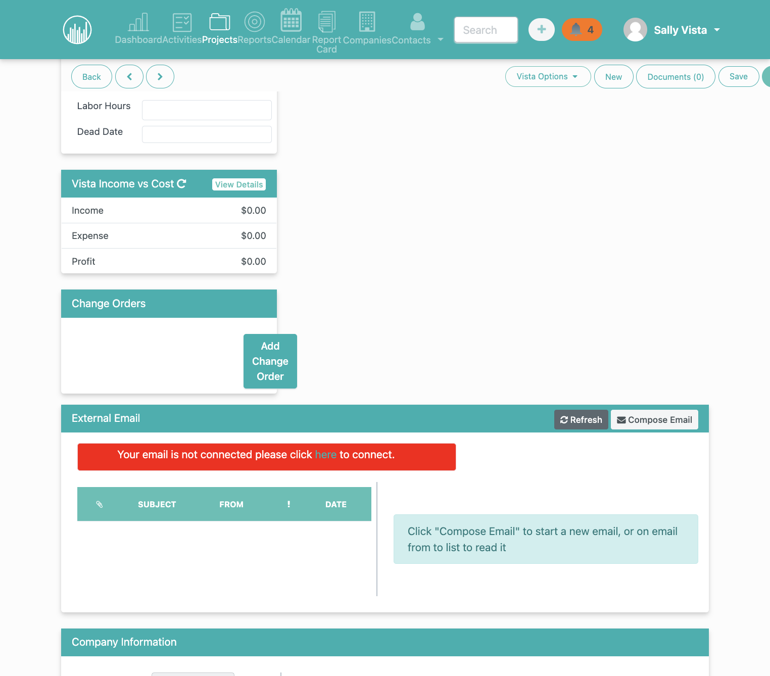 Alternatively, the user can click on the arrow in the Income vs Cost section for the same results.