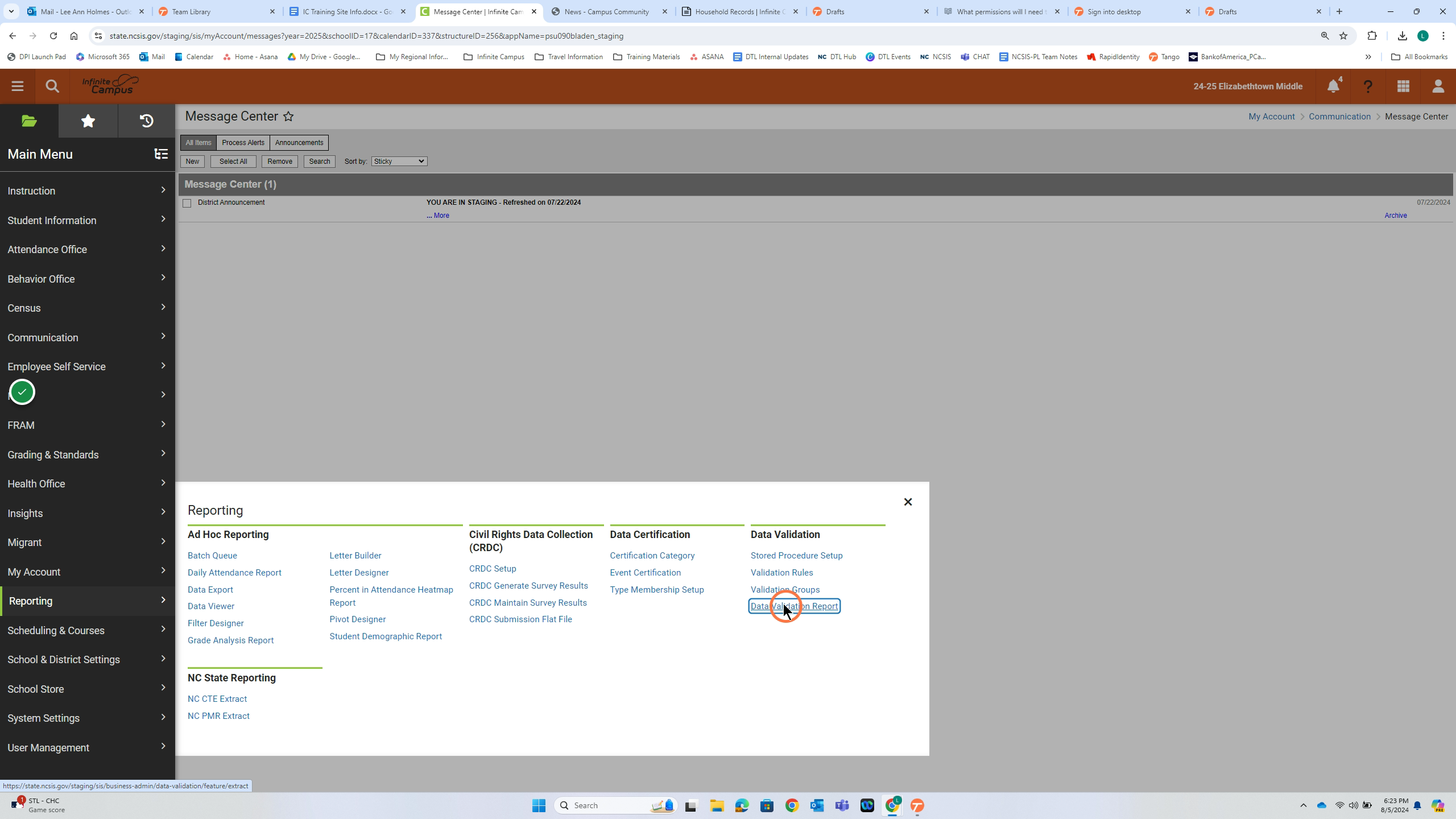 Click Data Validation Report
