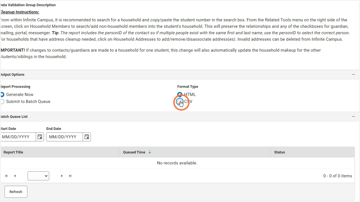 Example of a CSV Export