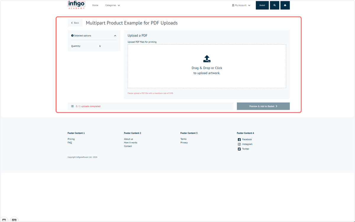 The default Multi part product editor