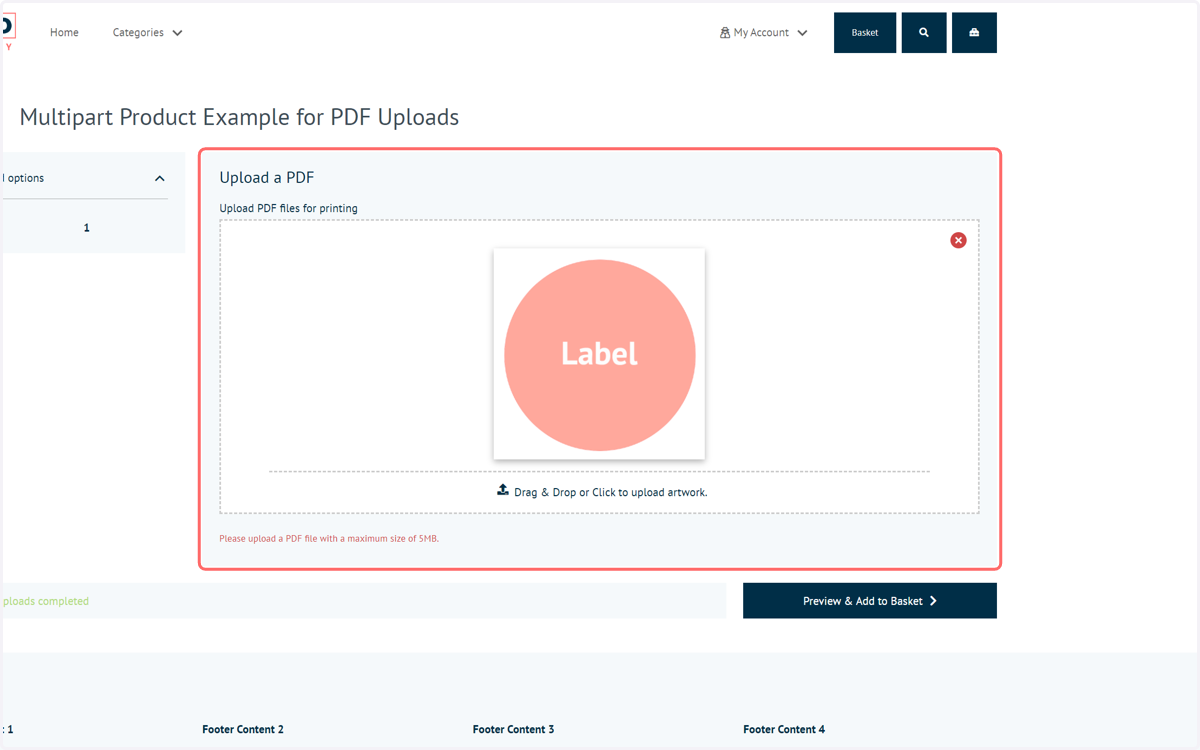 Once uploaded, a preview of the first page of the uploaded file will be displayed to the user.
